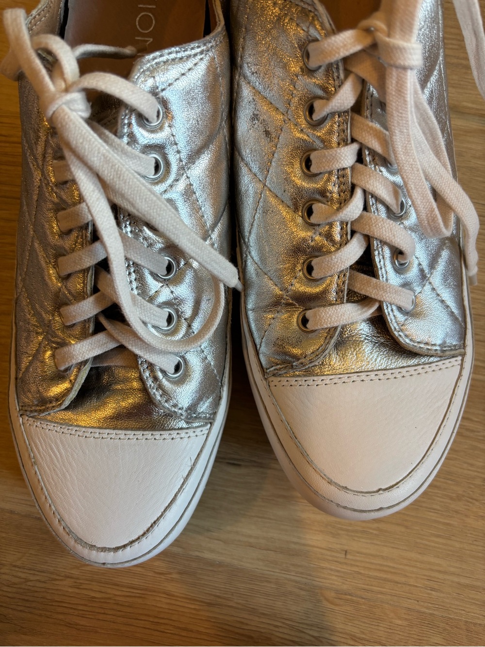 Vionic Quilted Metallic Lace-Up Sneakers in Silver - Picture 7 of 10